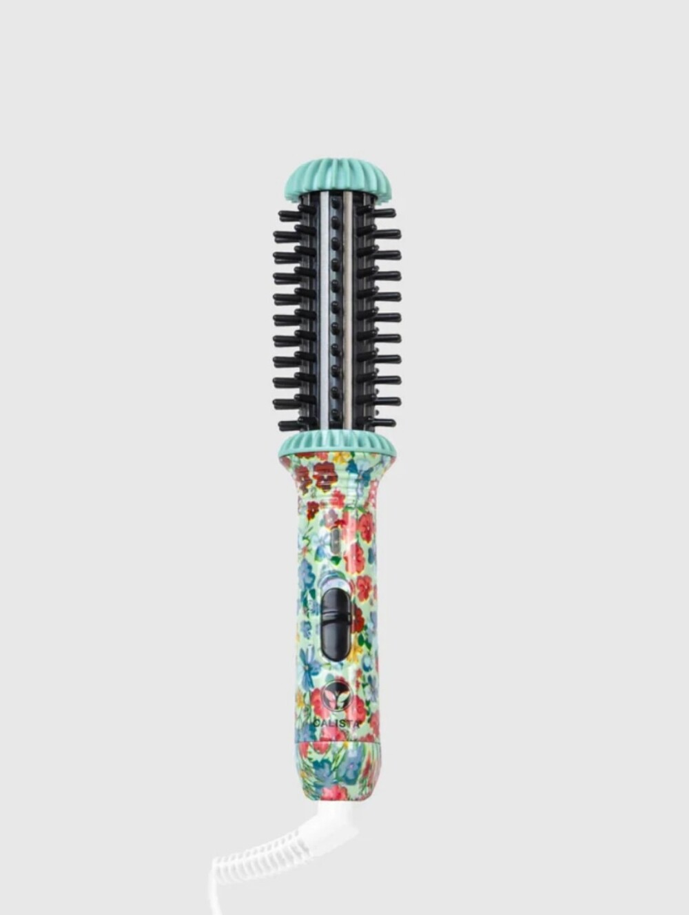 Calista NWT GoGoMini Round Brush Aqua Retro Floral Smooth Volume Heat Touchup